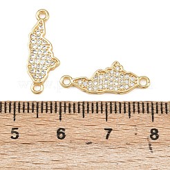 Brass Micro Pave Cubic Zirconia Map of Honduras Connector Charms&nbsp;KK-B161-09G
