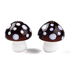 手作りランプワークビーズ連売り  キノコ  ココナッツブラウン  22~23x19.5~20.5x19.5mm  穴：0.6~1mm  約20個/連  17.32''（44センチメートル）&nbsp;LAMP-T021-13B