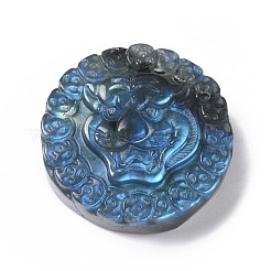 天然石ラブラドライトカボション  虎の頭とフラットラウンド  34~35x33.5~34x8.5~13mm&nbsp;G-G985-08