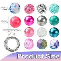 DIY フーセンガム風 ジュエリー セット作成キット  アクリルビーズや鉄ビーズなど  合金クラスプ  エンドチェーン  ワイヤー  ミックスカラー  19~20x18.5~19.5mm  穴：2~3mm&nbsp;DIY-CJC0009-08B