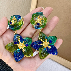 Flower Alloy Dangle Stud Earrings&nbsp;FS-WG290B5-01