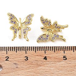 真鍮製マイクロパヴェキュービックジルコニア連バー  蝶  18KGP本金メッキ  15x14.5x7mm  穴：1.4mm&nbsp;KK-A189-06G