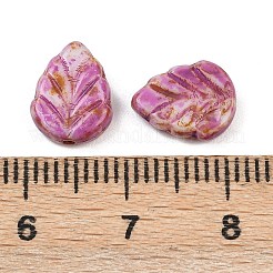 チェコ産プレスガラスビーズ  葉  淡いバイオレットレッド  10.5x8.5x3.5mm  穴：0.8mm  約520個/袋&nbsp;GLAA-I061-06C