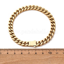 ユニセックスの304ステンレススチールカーブチェーンブレスレット  イオンプレーティング（ip）  18KGP本金メッキ  8インチ（20.2cm）&nbsp;BJEW-K283-01A-G