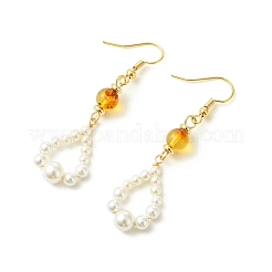 Shell Pearl and Natural Amber Dangle Earrings&nbsp;EJEW-JE07430