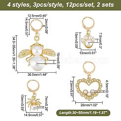 Alloy & Rhinestone & Acrylic Imitation Pearl Pendant Locking Stitch Markers&nbsp;HJEW-AB00117