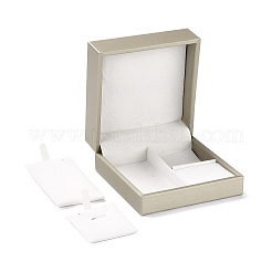 Puレザージュエリーボックス  ペンダント用  リングとブレスレットのパッケージボックス  正方形  淡い茶色  9x9x4.5cm&nbsp;LS-CON-C012-05B
