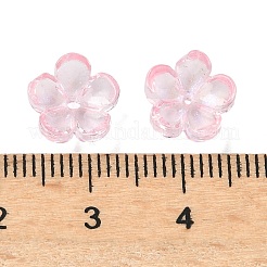 染色・加熱ガラスビーズキャップ  5  - 花びらの花  パールピンク  10x10x5mm  穴：1.4mm&nbsp;GLAA-C042-01K
