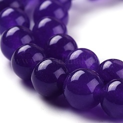 天然石ホワイトジェイドビーズ  ラウンド  染め  暗紫色  8mm  穴：1mm  約49個/連  15.16''（38.5センチメートル）&nbsp;G-G766-B-18