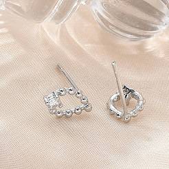 真鍮ガラススタッドピアス  馬の目  プラチナ  9.5x6.5mm&nbsp;EJEW-Q014-22P