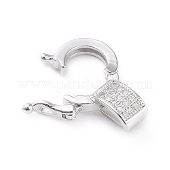 真鍮製マイクロパヴェクリアキュービックジルコニアツイスタークラスプ  長持ちメッキ  プラチナ  18x13.5x6mm  穴：5.5x3.5mm&nbsp;ZIRC-L097-021P