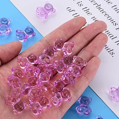 透明なアクリルビーズ  水平穴  クマ  スミレ  18.5x15.5x11mm  穴：2.5mm  約320個/500g&nbsp;MACR-S373-80-B01