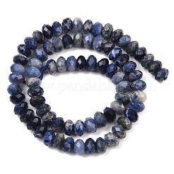 天然石ソーダライトビーズ連売り  ロンデル  多面カット  8~8.5x5~6mm  穴：1mm  約68~76個/連  14.96~15.35''（38~39センチメートル）&nbsp;G-C259-A23-5x8mm