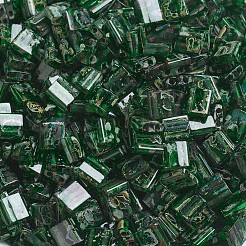 MIYUKIティラビーズ  日本製シードビーズ  2穴  （tl4507)透明緑ピカソ  5x5x1.9mm  穴：0.8mm  約1180個/100g&nbsp;SEED-J020-TL4507
