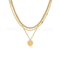 3Pcs Brass Disc Pendant 3 Layer Necklaces for Women&nbsp;FS-WG7502D-04