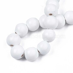 Spray Painted Natural Wood Beads Strands&nbsp;WOOD-S053-57G