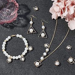 80Pcs 4 Style ABS Plastic Imitation Pearl Pendants&nbsp;PACR-CA0001-11