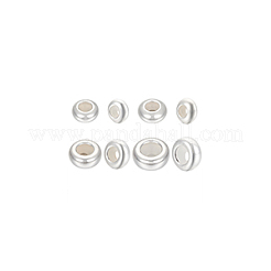 8個、4つのスタイル、925つのスターリングシルバースペーサービーズ  シリカゲルで  フラットラウンド  銀  6.4~8.8mm  穴：3~4.1mm  2個/スタイル&nbsp;STER-BC0002-46