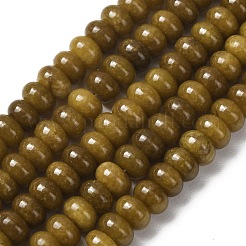 染め加工天然石ホワイトジェイドビーズ連売り  ロンデル  サドルブラウン  10x6mm  穴：1.2mm  約63個/連  14.88''（37.8センチメートル）&nbsp;G-G107-A44-01