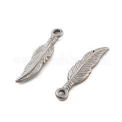 304ステンレスペンダント  羽  ステンレス鋼色  25.5x6x2.5mm  穴：2mm&nbsp;STAS-E446-08P