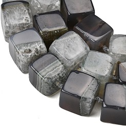 天然石瑪瑙ビーズ連売り  キューブ  シードビーズで  グレー  14~17x14~17x14~16mm  穴：1.4~1.6mm  約22個/連  16.34''~16.73''（41.5~42.5センチメートル）&nbsp;G-F820-O01-01G