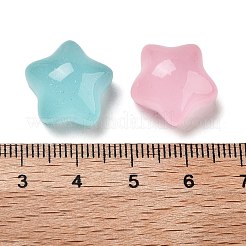 透明樹脂デコデンカボション  キラキラパウダーの星  ミックスカラー  15x16x8.5mm&nbsp;RESI-B027-04