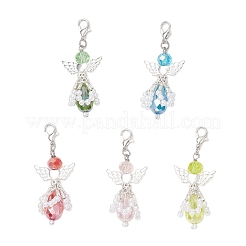 Angel Glass & ABS Plastic Imitation Pearl Pendant Decorations&nbsp;HJEW-JM03521-02