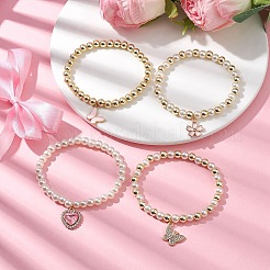 4Pcs 4 Styles Glass & Synthetic Hematite Stretch Bracelets Set&nbsp;BJEW-JB10141