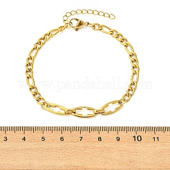 304 Stainless Steel Figaro Chains & Hollow Cross Link Chains Bracelets for Women&nbsp;BJEW-JB13975