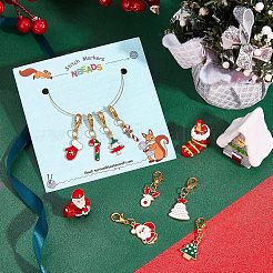 8個 8スタイル クリスマステーマ 合金エナメルペンダントデコレーション  亜鉛合金カニカン付き  ミックスカラー  33mm  1個/スタイル&nbsp;HJEW-NB0001-47