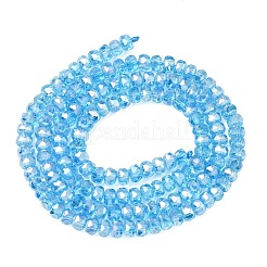 電気メッキガラスビーズセット  パール光沢メッキ  多面カット  ロンデル  ライトシーグリーン  2.4~3.2x4mm  穴：1mm  約147~152個/連  39~45cm&nbsp;GLAA-Q105-03X