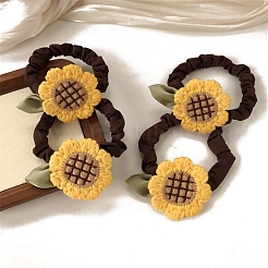 布の毛ネクタイ  女性の女の子のためのヘアアクセサリー  花  ゴールド  60mm&nbsp;PW-WGD1538-01