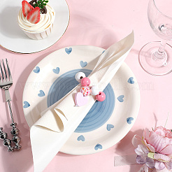 ハートウッドビーズナプキンリング  ナプキンホルダー装飾  結婚式の家の装飾のため  ピンク  95mm  6個/セット&nbsp;AJEW-SC00039