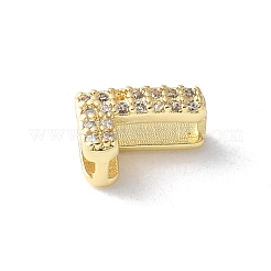 Brass Micro Pave Clear Cubic Zirconia Initial Multi-strand Links&nbsp;KK-S520-01G-12