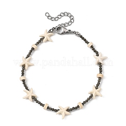 Natural Pyrite & Synthetic Turquoise Beaded Bracelets for Women&nbsp;BJEW-JB14068