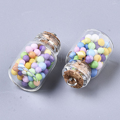 Glass Wishing Bottle Pendant Decorations&nbsp;X-GLAA-N037-01A