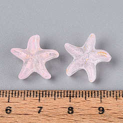 艶消しガラスビーズ  ヒトデ  金粉付き  パールピンク  15x16x8mm  穴：1mm  約909個/1000g&nbsp;FGLA-T005-01J