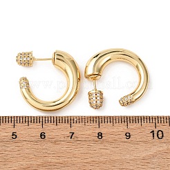 Brass Micro Pave Cubic Zirconia C-Shaped Stud Earrings&nbsp;EJEW-B153-05G