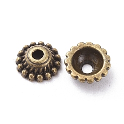 チベットスタイルの合金キャップ  カドミウムフリー＆ニッケルフリー＆鉛フリー  アンティークブロンズ  8x3mm  穴：2mm&nbsp;LS-MLF1235Y-NF