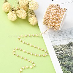 Handmade Glass Faceted Rondelle Beaded Chains&nbsp;CHC-CJ0001-73