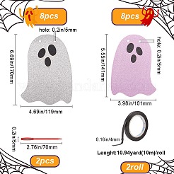 ハロウィーンのテーマの幽霊紙吊りのぼり  お祝いやパーティーの装飾に  針を含む  シルクリボン  プラム  141~170x101~119x1mm&nbsp;DIY-WH20014-02B