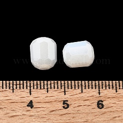 電気めっき不透明円柱ガラスビーズ  多面カット  ホワイト  9x7.5~8mm  穴：1.5mm&nbsp;EGLA-A043-02-PL03