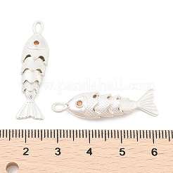 真鍮マイクロパヴェクリアキュービックジルコニアペンダント  魚のチャーム  銀  33x8.5x6mm  穴：1.6mm&nbsp;KK-C080-02B-S