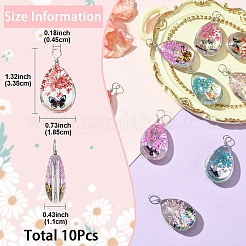 10Pcs Transparent Glass Pendants&nbsp;GLAA-YW0004-20A