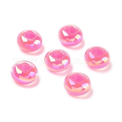 UVメッキ透明樹脂ヨーロピアンビーズ  大穴ビーズ  虹色の  ロンデル  ミックスカラー  8x13.5mm  穴：5.5mm&nbsp;RE-CBAFF00-01