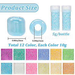 ガラスシードビーズ  セイロン  ラウンド  ミックスカラー  2~2.5x1.5~2mm  穴：0.8~1mm  12色  10 G /カラー&nbsp;SEED-SC0001-51B-01