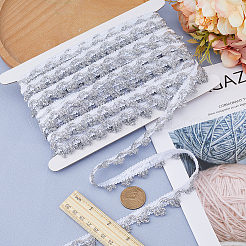 15 ヤードのスパークル スタイル グリッター ポリエステル レース リボン  衣服のアクセサリー用の花のトリミング  銀  20x1mm&nbsp;DIY-WH0430-120