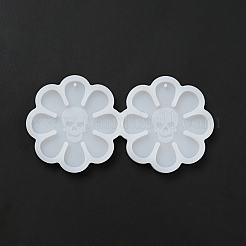 DIYペンダントシリコンモールド  レジン型  UVレジン用  エポキシ樹脂ジュエリー作り  花  ホワイト  56x108x6mm  穴：1.5mm  内径：50x48mm&nbsp;DIY-A034-10