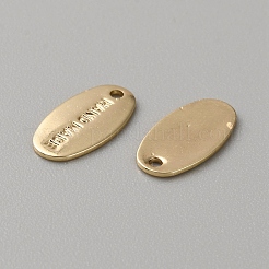 真鍮チャーム  楕円形の単語の手作りチャーム  14KGP本金メッキ  12.5x6.5x0.6mm  穴：1.2mm&nbsp;KK-WH0082-04G