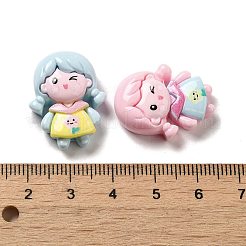 不透明な漫画樹脂デコデンカボション  かわいい女の子  ミックスカラー  24x19x6mm&nbsp;RESI-G091-07
